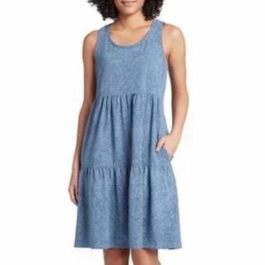 Frye Blue Tiered Cotton Dress L